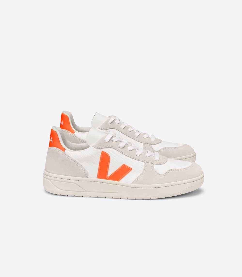 Tenis Veja Hombre - V-10 B-Mesh - Blancos/Beige/Naranjas - 460HCNMOI